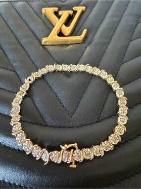10k Solid Gold Natural Diamonds Tennis Bracelet